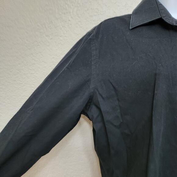 Apt 9 Black Button Up Pointed Collar Long Sleeve Shirt Medium Slim Fit - Picture 2 of 4